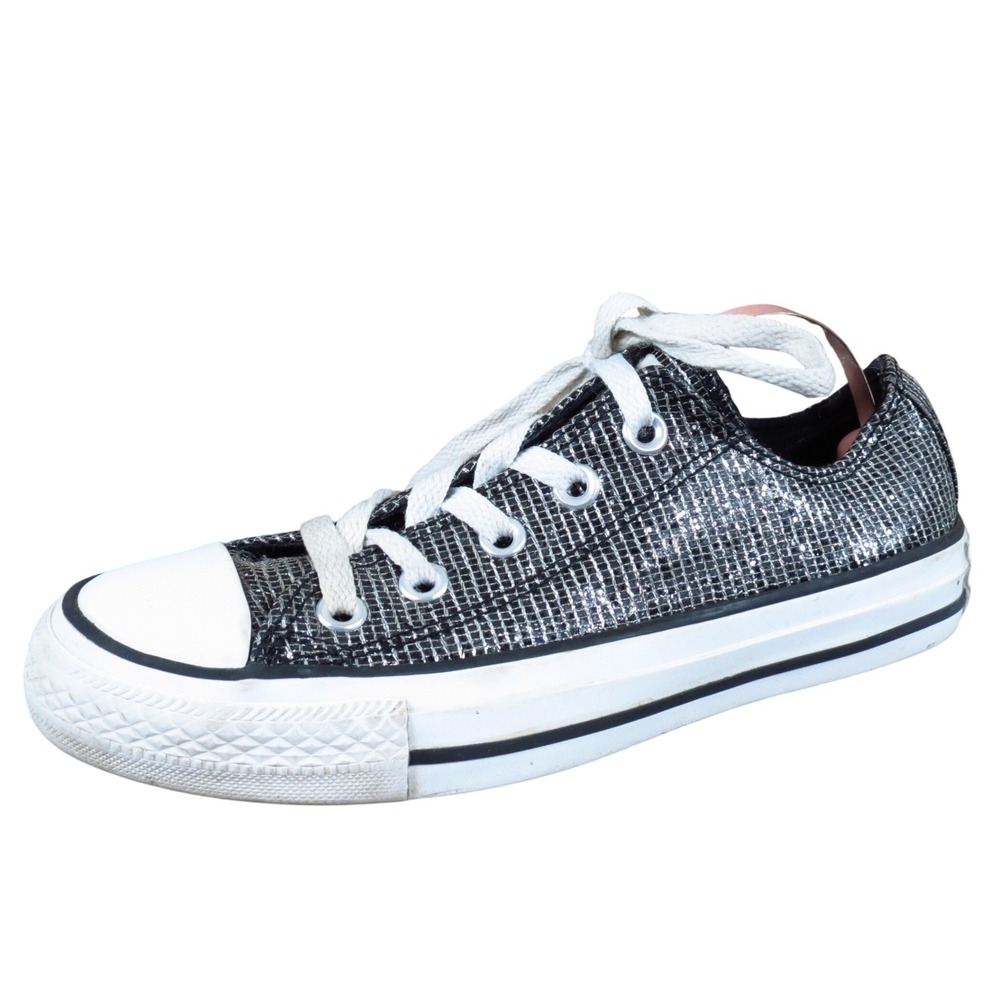 Converse Chuck Taylor All Star Low Women Casual Shoe Size 5 Silver Black Fabric